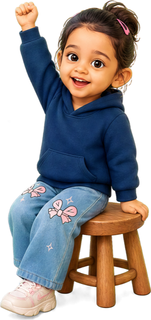 Sample character cheering with a fist in the air